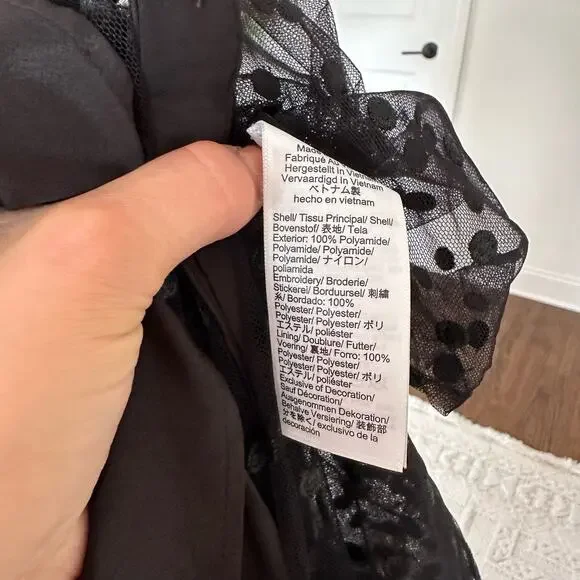 NWT J. Crew Tie-Neck Long Sleeve Top in Dotted Tulle Black 16 $148 - Picture 10 of 12